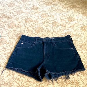 AG Washed Black Denim Shorts